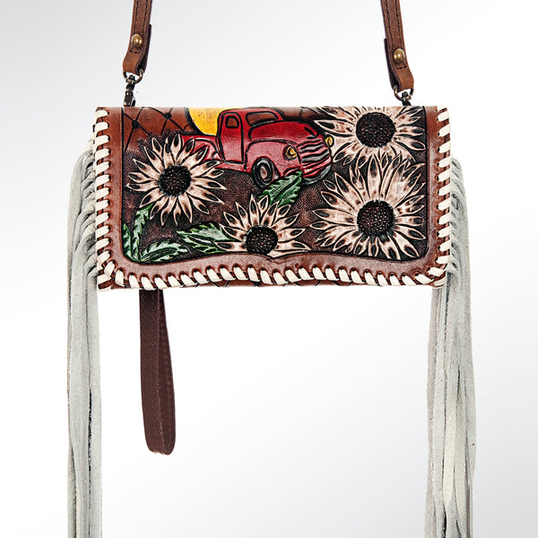 ADBG584 American Darling Hand Tooled Floral Carved & Braided Western Leather Organiser Bag