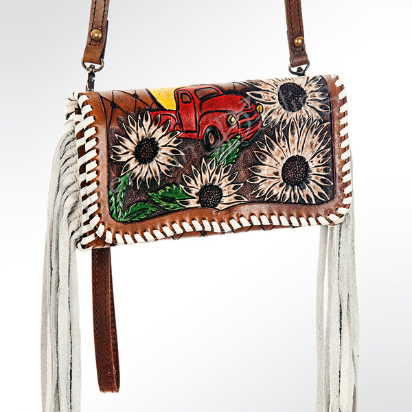 ADBG584 American Darling Hand Tooled Floral Carved & Braided Western Leather Organiser Bag