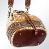 ADBG569 American Darling Hand Tooled Floral Leather & Hair-On Cowhide Western Bucket Bag