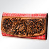 ADBG572 American Darling Hand Tooled Floral Leather Western Wallet Bag with Rose Design