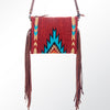 ADBG236 American Darling Handcrafted Western Cross body Bag with Woven Saddle Blanket and Fringes