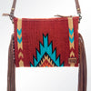ADBG236 American Darling Handcrafted Western Cross body Bag with Woven Saddle Blanket and Fringes