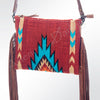 ADBG236 American Darling Handcrafted Western Cross body Bag with Woven Saddle Blanket and Fringes