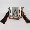 ADBG236 American Darling Handcrafted Western Cross body Bag with Woven Saddle Blanket and Fringes