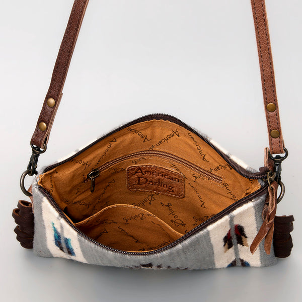 ADBG236 American Darling Handcrafted Western Cross body Bag with Woven Saddle Blanket and Fringes