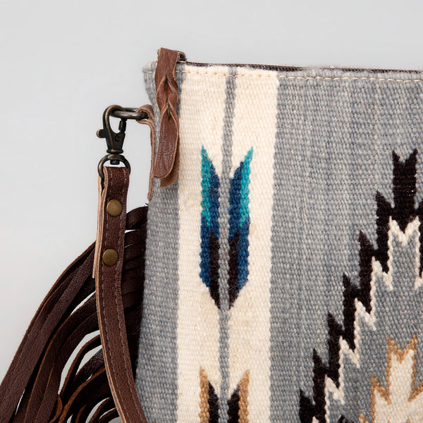 ADBG236 American Darling Handcrafted Western Cross body Bag with Woven Saddle Blanket and Fringes