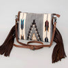 ADBG236 American Darling Handcrafted Western Cross body Bag with Woven Saddle Blanket and Fringes