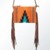 ADBG236 American Darling Handcrafted Western Cross body Bag with Woven Saddle Blanket and Fringes