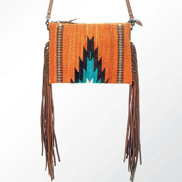 ADBG236 American Darling Handcrafted Western Cross body Bag with Woven Saddle Blanket and Fringes