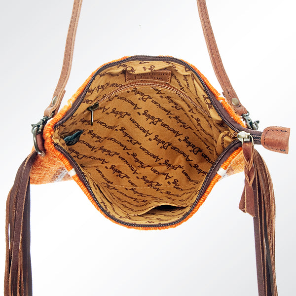 ADBG236 American Darling Handcrafted Western Cross body Bag with Woven Saddle Blanket and Fringes