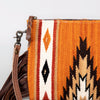 ADBG236 American Darling Handcrafted Western Cross body Bag with Woven Saddle Blanket and Fringes