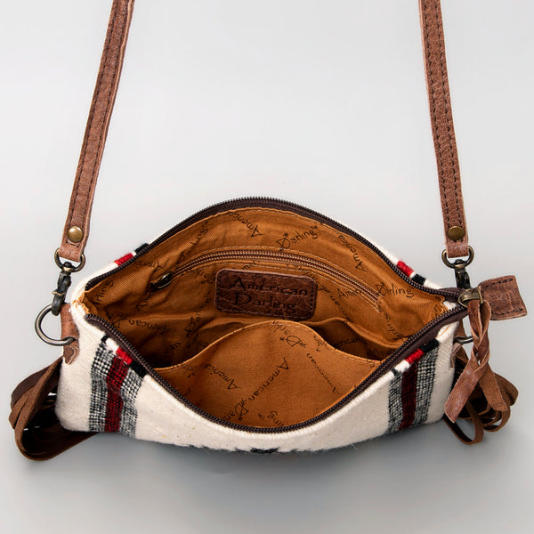 ADBG236 American Darling Handcrafted Western Cross body Bag with Woven Saddle Blanket and Fringes