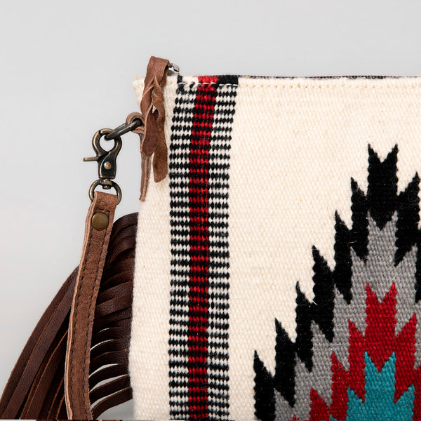 ADBG236 American Darling Handcrafted Western Cross body Bag with Woven Saddle Blanket and Fringes