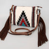 ADBG236 American Darling Handcrafted Western Cross body Bag with Woven Saddle Blanket and Fringes