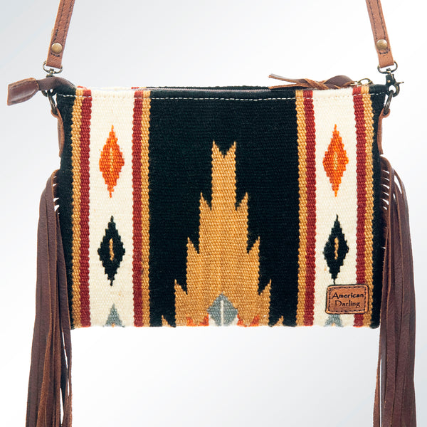 ADBG236 American Darling Handcrafted Cross body Bag with Hand-Woven Saddle Blanket & Fringes