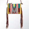ADBG236 American Darling Handcrafted Western Cross body Bag with Woven Saddle Blanket and Fringes