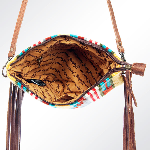 ADBG236 American Darling Handcrafted Western Cross body Bag with Woven Saddle Blanket and Fringes