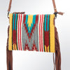 ADBG236 American Darling Handcrafted Western Cross body Bag with Woven Saddle Blanket and Fringes