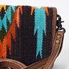 ADBG485 Multicolor Southwestern Wool Organizer Bag with Leather Trim & Crossbody Strap