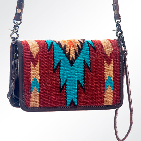 ADBG485 Southwestern Wool Organizer Bag with Leather Trim & Crossbody Strap