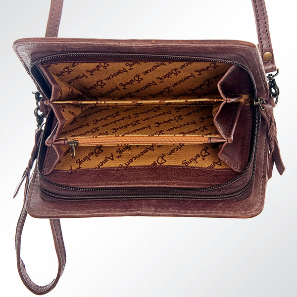 ADBG485 Southwestern Wool Organizer Bag with Leather Trim & Geometric Pattern