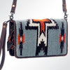 ADBG485 Southwestern Wool Organizer Bag with Leather Trim & Geometric Pattern
