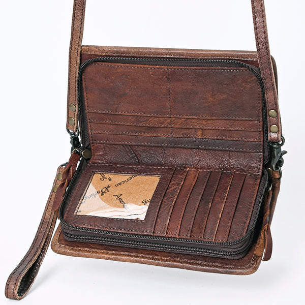 ADBG485 Multicolor Southwestern Wool Organizer Bag with Leather Trim & Crossbody Strap