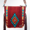 ADBG510 Tooled Leather & Saddle Blanket Crossbody Bag Belle Western Fringe Purse by American Darling