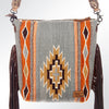 ADBG510 Tooled Leather & Saddle Blanket Crossbody Bag Belle Western Fringe Purse by American Darling