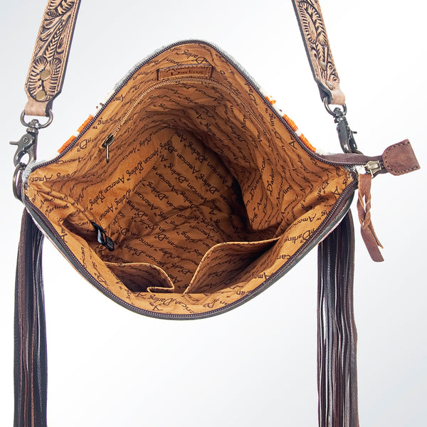 ADBG510 American Darling Cross body Bag - Hand Tooled Floral Leather & Woven Saddle Blanket