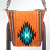 ADBG510 American Darling Cross body Bag - Hand Tooled Floral Leather & Woven Saddle Blanket