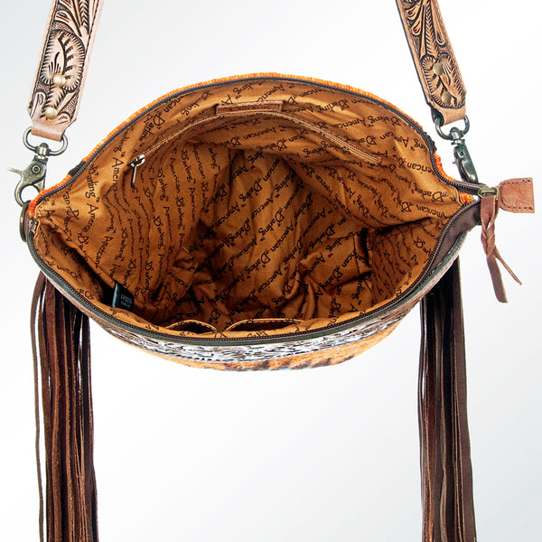 ADBG510 American Darling Cross body Bag - Hand Tooled Floral Leather & Woven Saddle Blanket