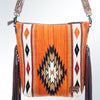 ADBG510 American Darling Tooled Leather & Saddle Blanket Crossbody Bag - Western Fringe Purse