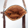 ADBG510 American Darling Tooled Leather & Saddle Blanket Crossbody Bag - Western Fringe Purse