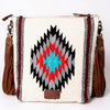 ADBG510 American Darling Tooled Leather & Saddle Blanket Crossbody Bag - Western Fringe Purse