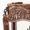 ADBG510 American Darling Tooled Leather & Saddle Blanket Crossbody Bag - Western Fringe Purse