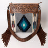 ADBG510 American Darling Tooled Leather & Saddle Blanket Crossbody Bag - Western Fringe Purse