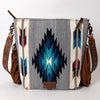 ADBG510 American Darling Tooled Leather & Saddle Blanket Crossbody Bag - Western Fringe Purse