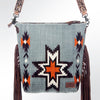 ADBG510 American Darling Tooled Leather & Saddle Blanket Crossbody Bag - Western Fringe Purse