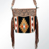 ADBG510 Tooled Leather & Saddle Blanket Crossbody Bag Belle Western Fringe Purse by American Darling