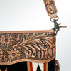 ADBG510 Tooled Leather & Saddle Blanket Crossbody Bag Belle Western Fringe Purse by American Darling