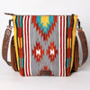ADBG510 Tooled Leather & Saddle Blanket Crossbody Bag Belle Western Fringe Purse by American Darling