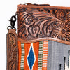 ADBG510 Tooled Leather & Saddle Blanket Crossbody Bag Belle Western Fringe Purse by American Darling