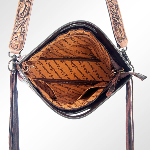 ADBG610 American Darling Hand Tooled Floral & Saddle Blanket Western Signature Cross Body Bag