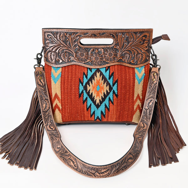 ADBG610 American Darling Hand Tooled Floral & Saddle Blanket Western Signature Cross Body Bag