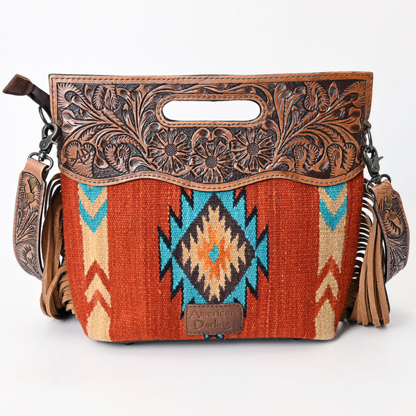 ADBG610 American Darling Hand Tooled Floral & Saddle Blanket Western Signature Cross Body Bag