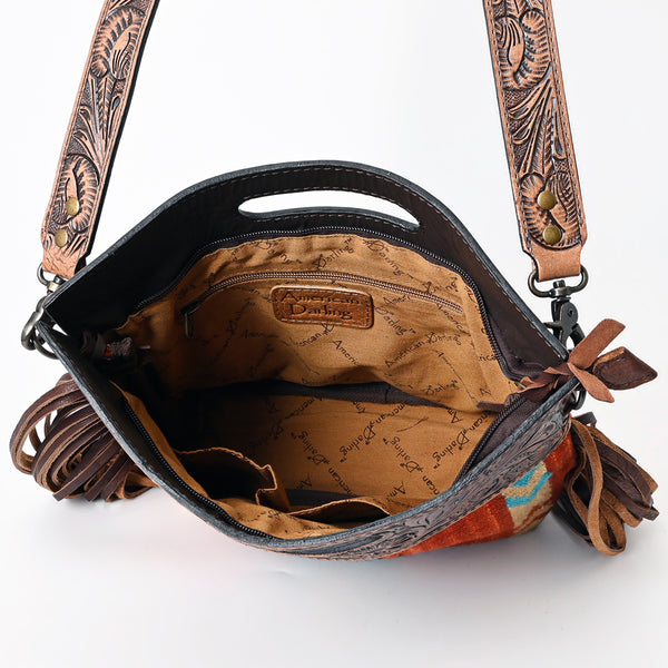 ADBG610 American Darling Hand Tooled Floral & Saddle Blanket Western Signature Cross Body Bag