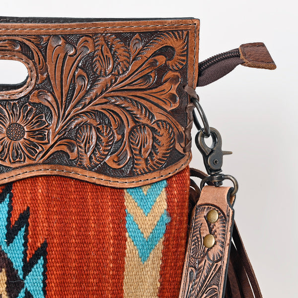 ADBG610 American Darling Hand Tooled Floral & Saddle Blanket Western Signature Cross Body Bag