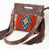ADBG610 American Darling Hand Tooled Floral & Saddle Blanket Western Signature Cross Body Bag
