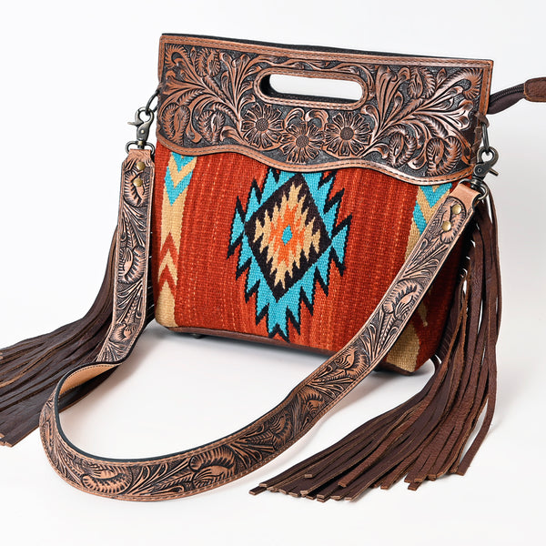 ADBG610 American Darling Hand Tooled Floral & Saddle Blanket Western Signature Cross Body Bag